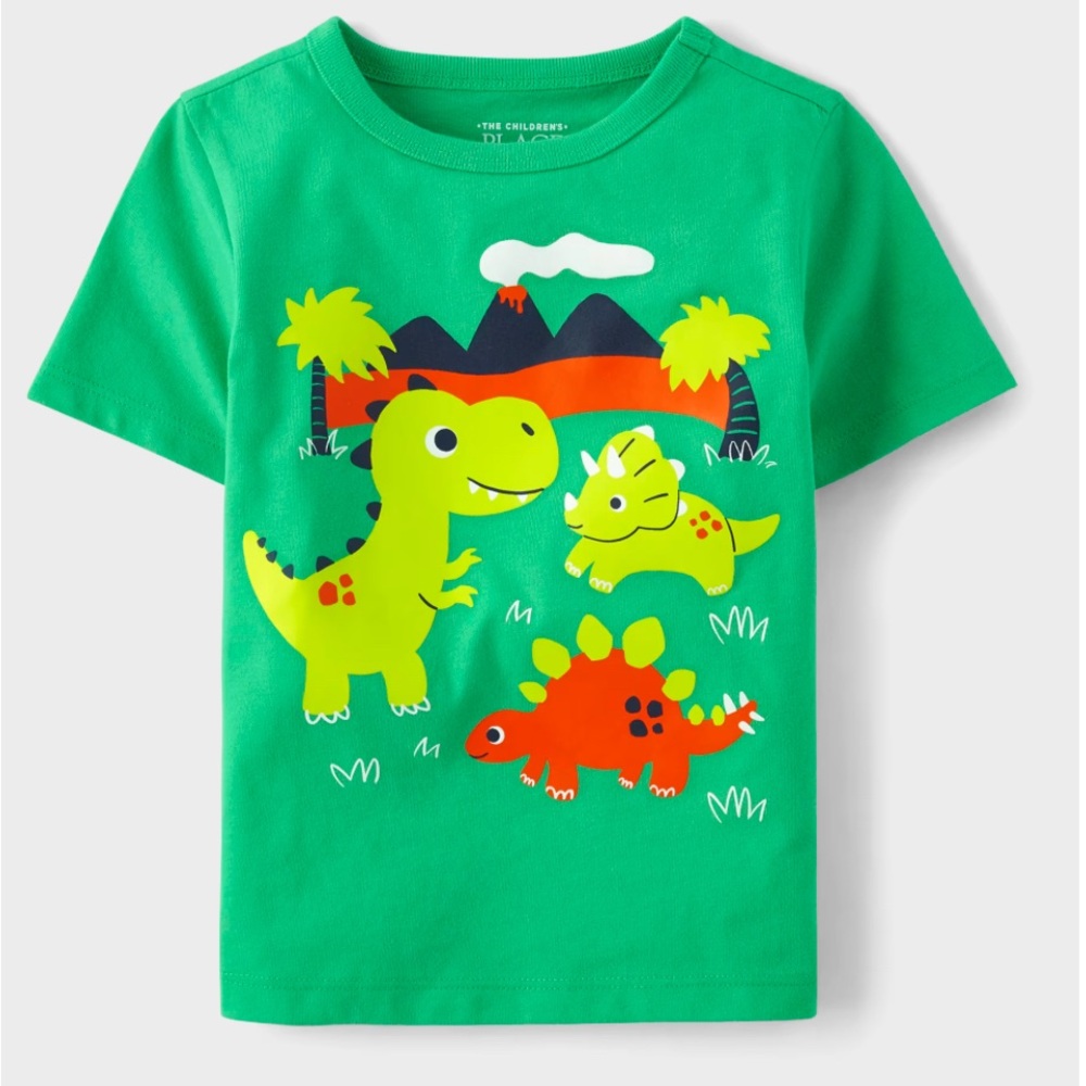 NWT: Green Dinosaur Print Ribbed crew neck short sleeve tee.